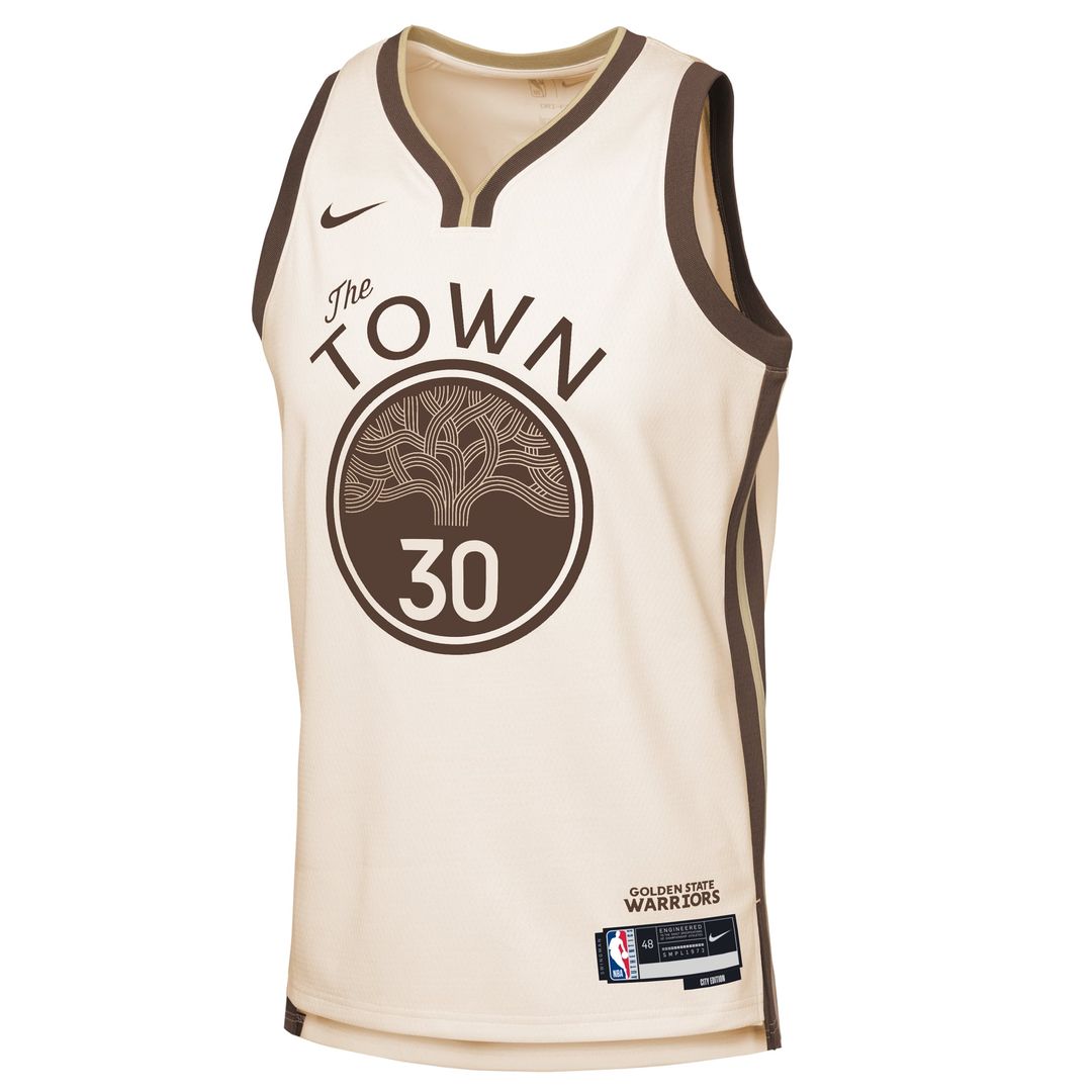 Stephen Curry Golden State Warriors Nike Youth 2025/ 26 City Edition Swingman Jersey - Tan | NBA Fan Gear