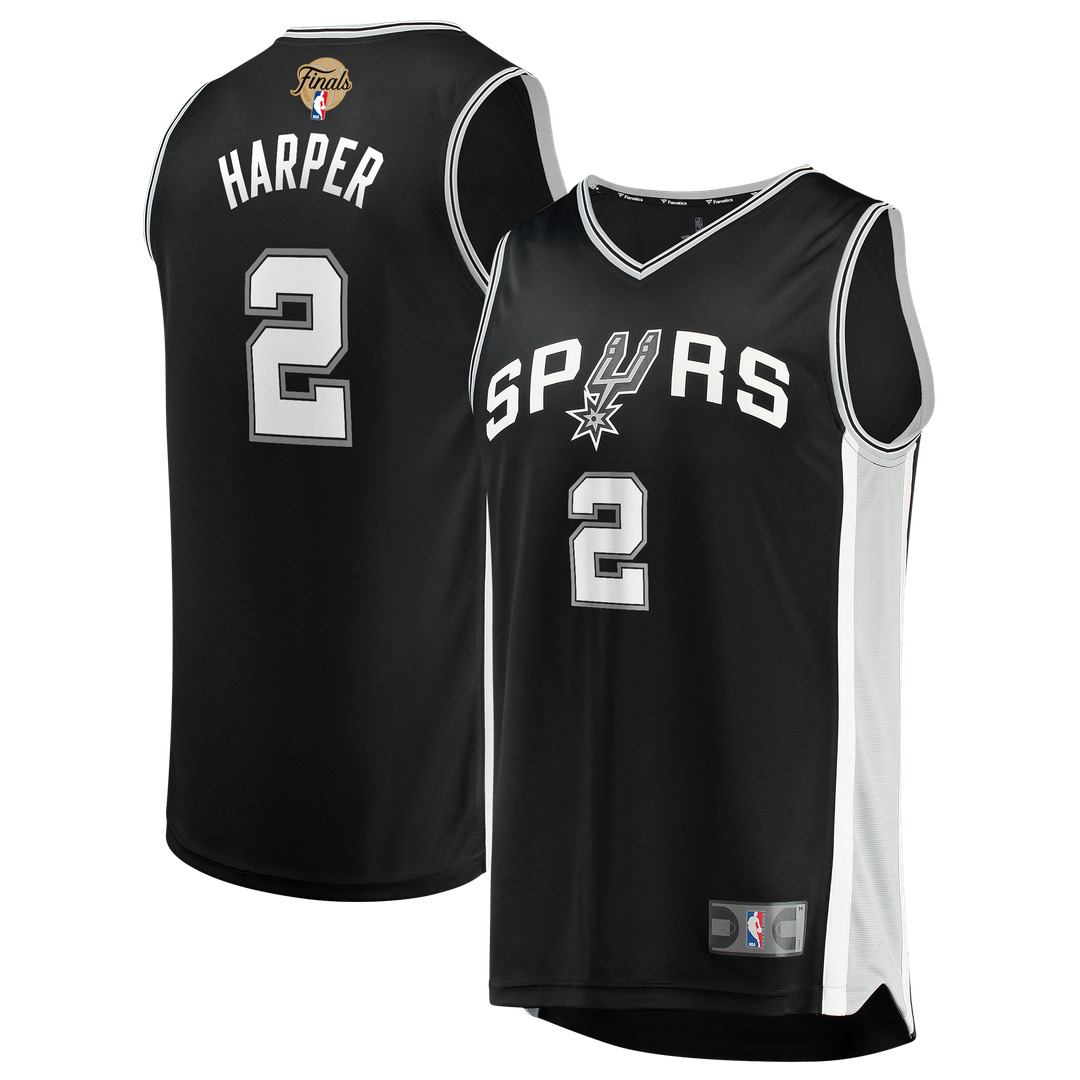 Dylan Harper San Antonio Spurs Fanatics 2026 NBA Finals Patch Fast Break Jersey - Icon Edition - Black | Fan Gear