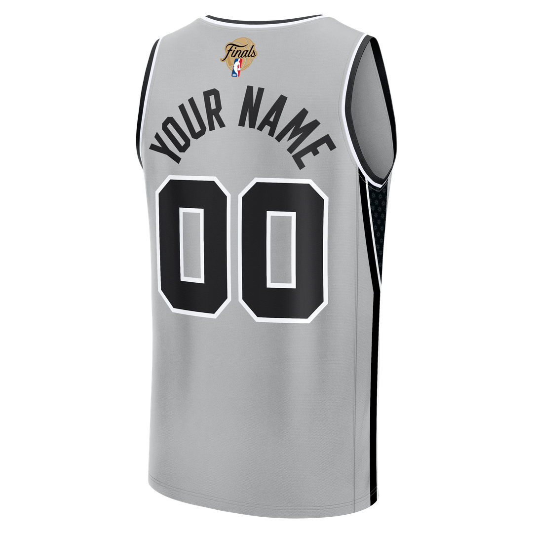 San Antonio Spurs Fanatics Youth 2026 NBA Finals Fast Break Custom Jersey - Statement Edition - Silver | Fan Gear