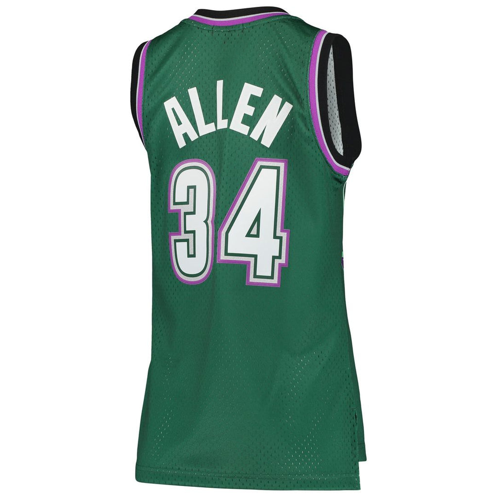 Ray Allen Milwaukee Bucks Mitchell & Ness Women's 1996/ 97 Hardwood Classics Swingman Jersey - Green | NBA Fan Gear