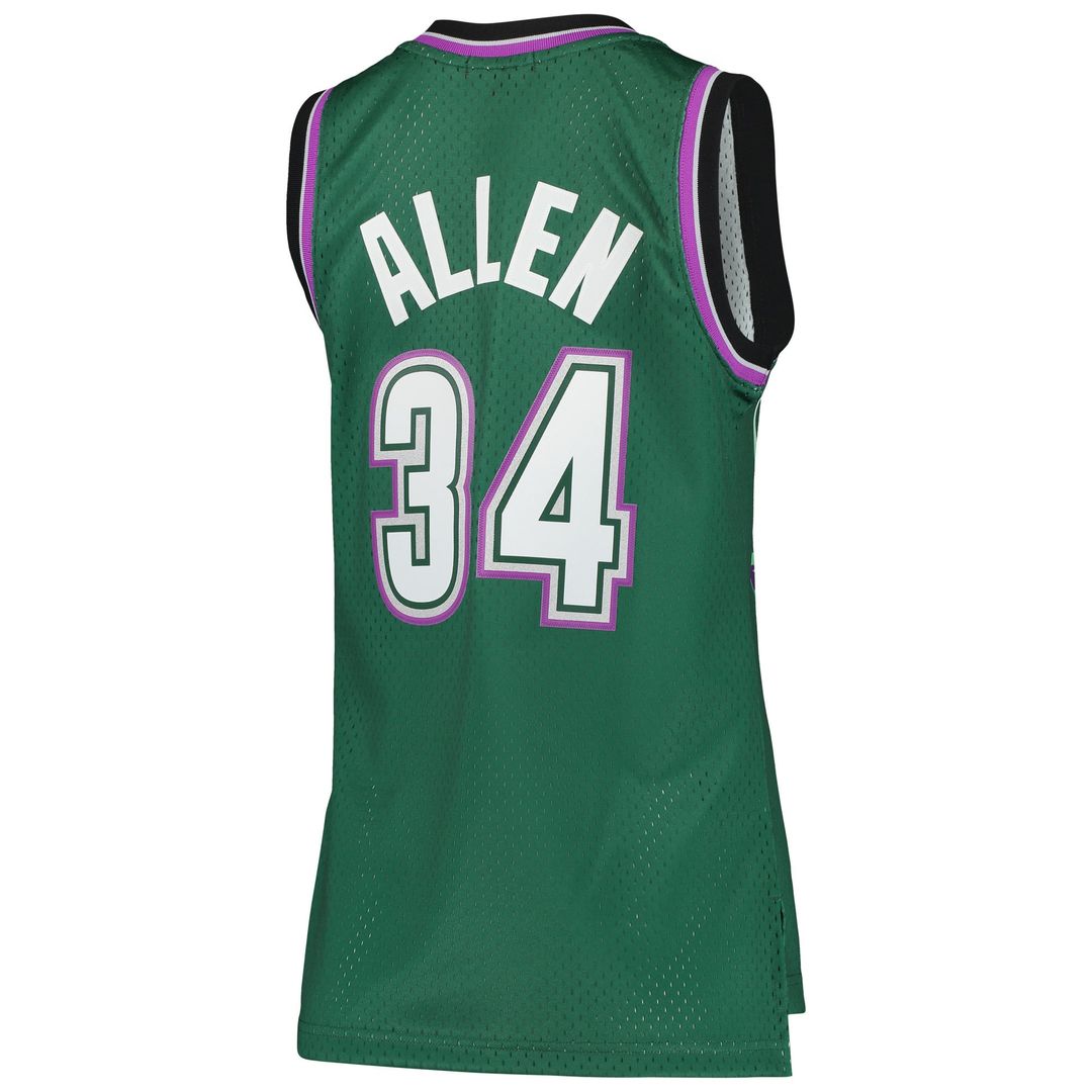 Ray Allen Milwaukee Bucks Mitchell & Ness Women's 1996/ 97 Hardwood Classics Swingman Jersey - Green | NBA Fan Gear