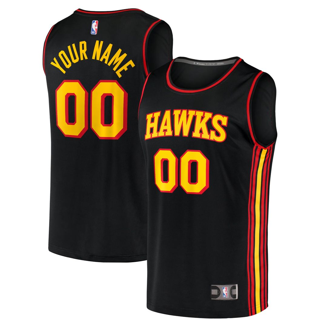 Atlanta Hawks Fanatics Fast Break Replica Custom Jersey Black - Statement Edition | NBA Fan Gear