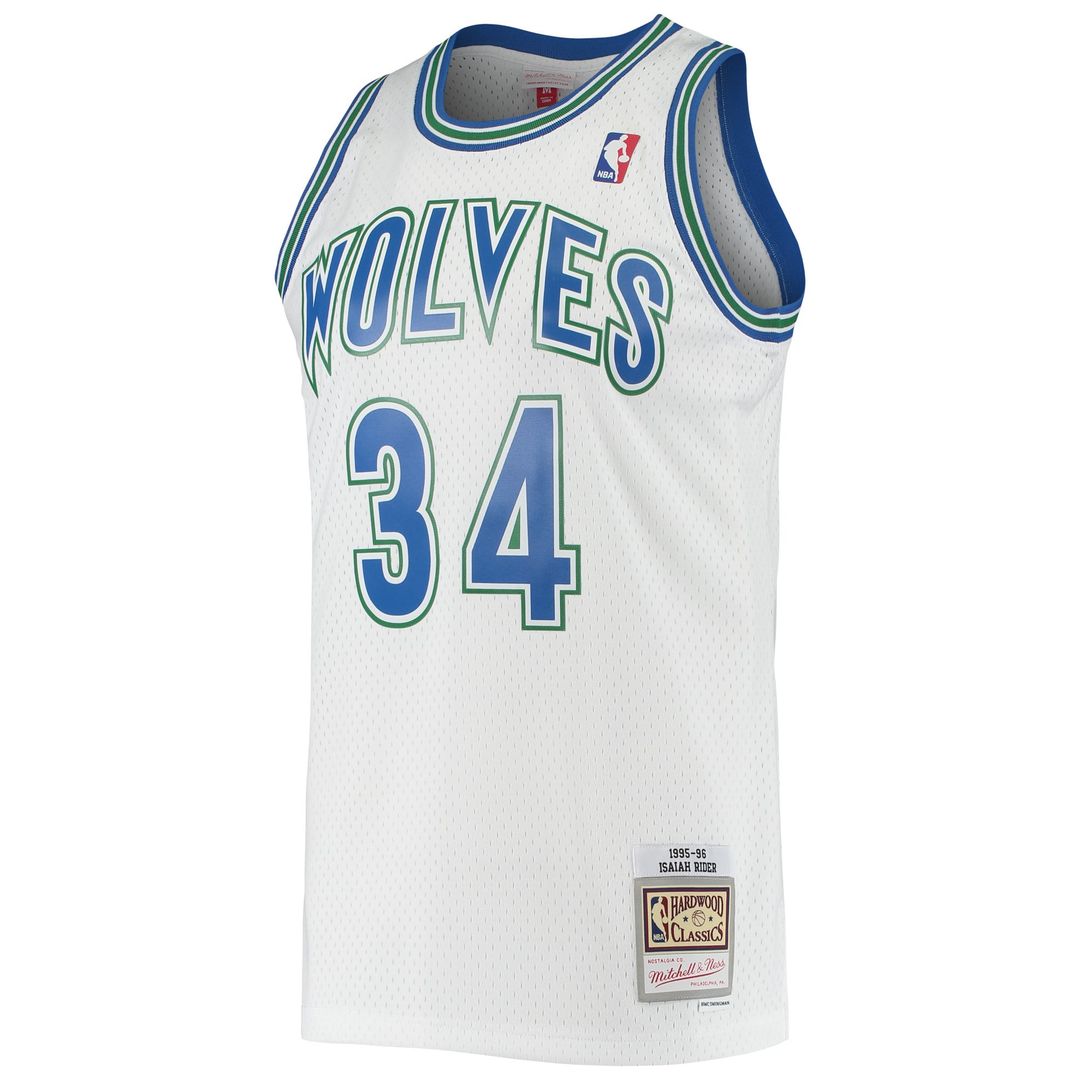 Isaiah Rider Minnesota Timberwolves Mitchell & Ness 1995/ 96 Hardwood Classics Swingman Jersey - White | NBA Fan Gear