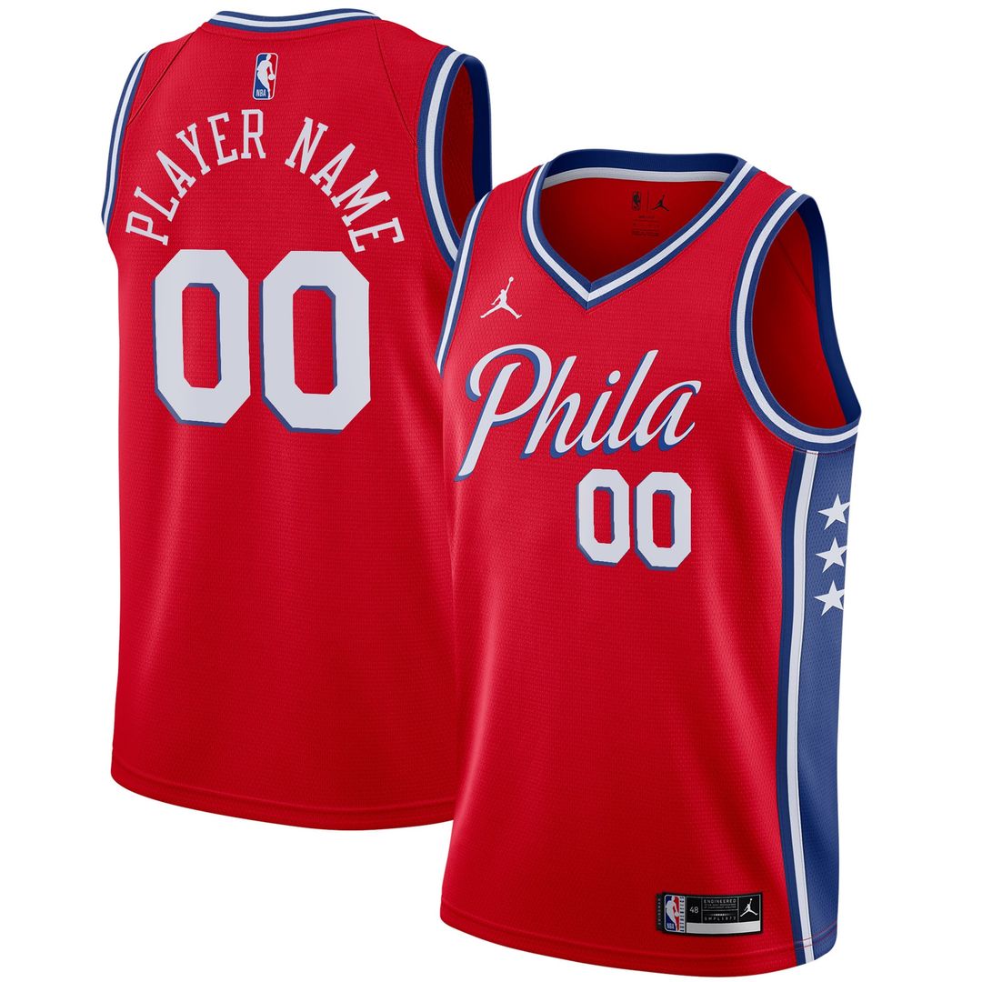 Philadelphia 76ers Jordan Brand Swingman Custom Jersey - Statement Edition - Red | NBA Fan Gear