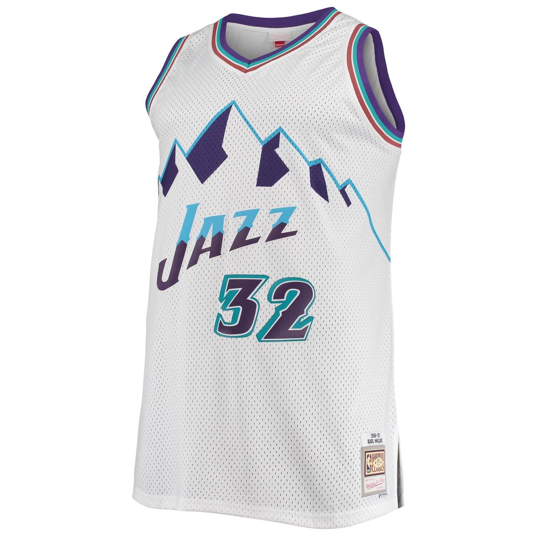 Karl Malone Utah Jazz Mitchell & Ness 1996/ 97 Big & Tall Hardwood Classics Swingman Jersey - White | NBA Fan Gear