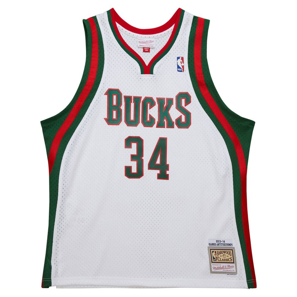 Giannis Antetokounmpo Milwaukee Bucks Mitchell & Ness 2013/ 14 Hardwood Classics Swingman Jersey - White | NBA Fan Gear
