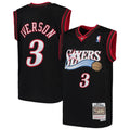 Allen Iverson Philadelphia 76ers Mitchell & Ness Youth Hardwood Classics Swingman Throwback Jersey - Black | NBA Fan Gear