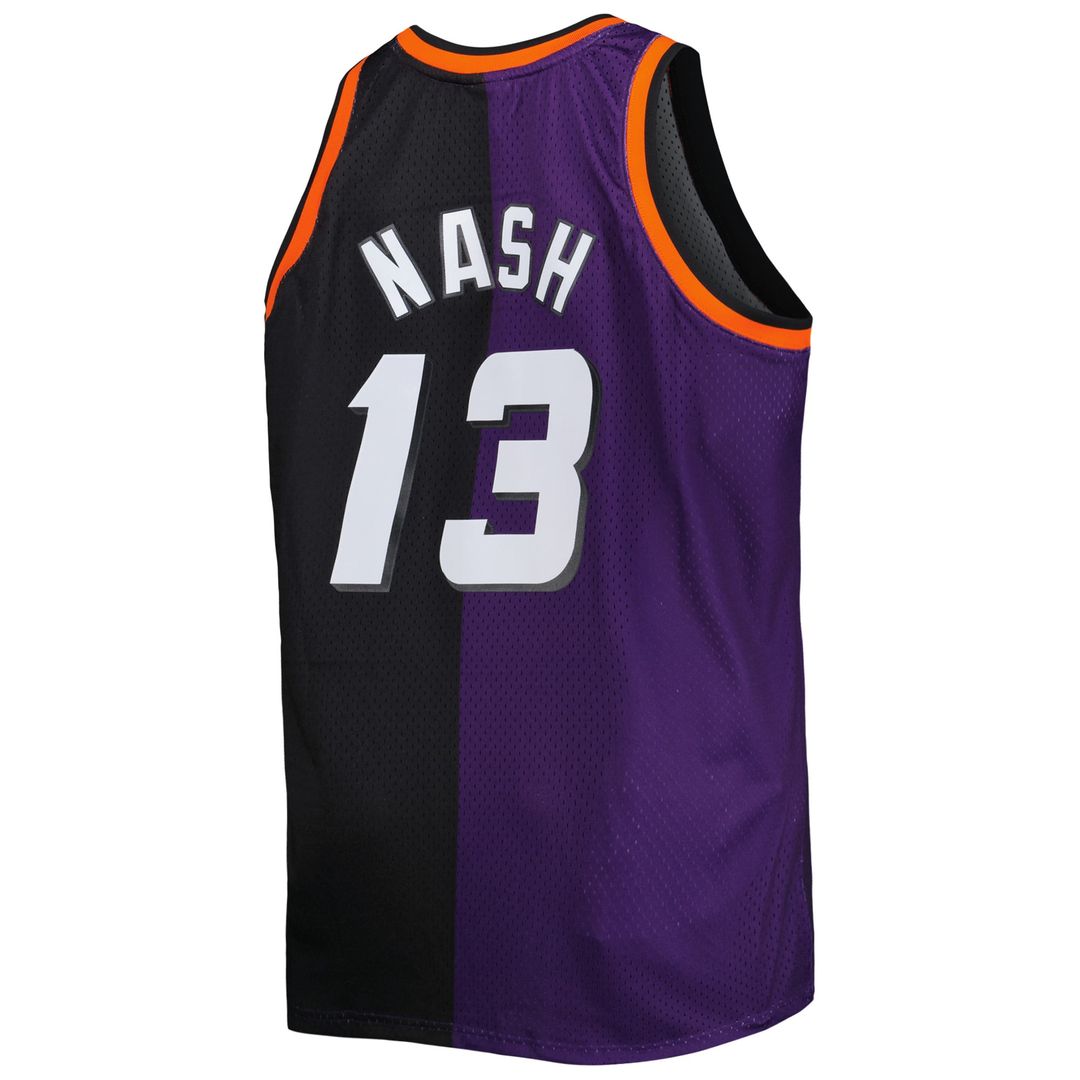 Steve Nash Phoenix Suns Mitchell & Ness Big & Tall Hardwood Classics 1996/ 97 Split Swingman Jersey - Purple/ Black | NBA Fan Gear