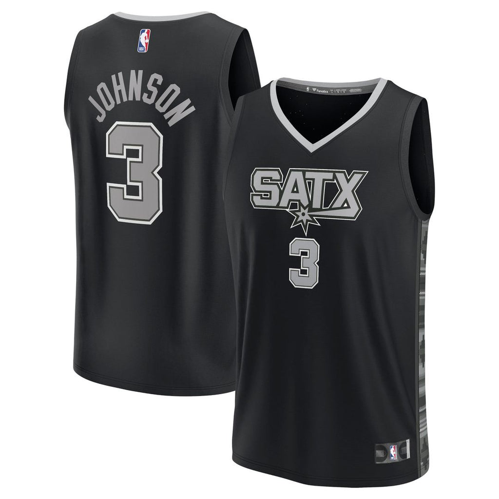 Keldon Johnson San Antonio Spurs Fanatics Fast Break Replica Player Jersey - Statement Edition - Black | NBA Fan Gear