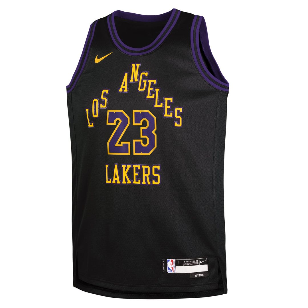 LeBron James Los Angeles Lakers Nike Youth 2025/ 26 City Edition Swingman Jersey - Black | NBA Fan Gear