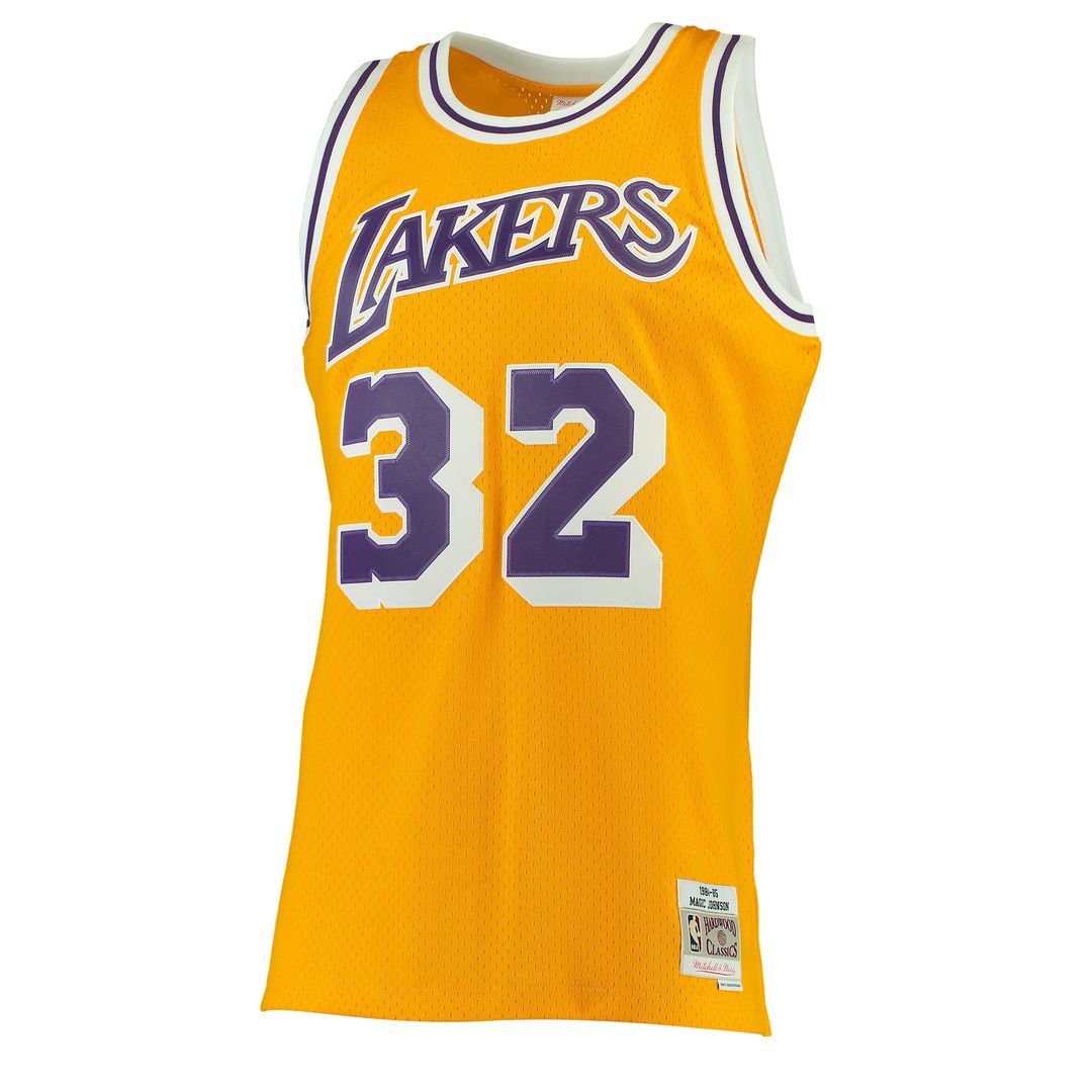 Magic Johnson Los Angeles Lakers Mitchell & Ness 1984/ 85 Hardwood Classics Swingman Jersey - Gold | NBA Fan Gear