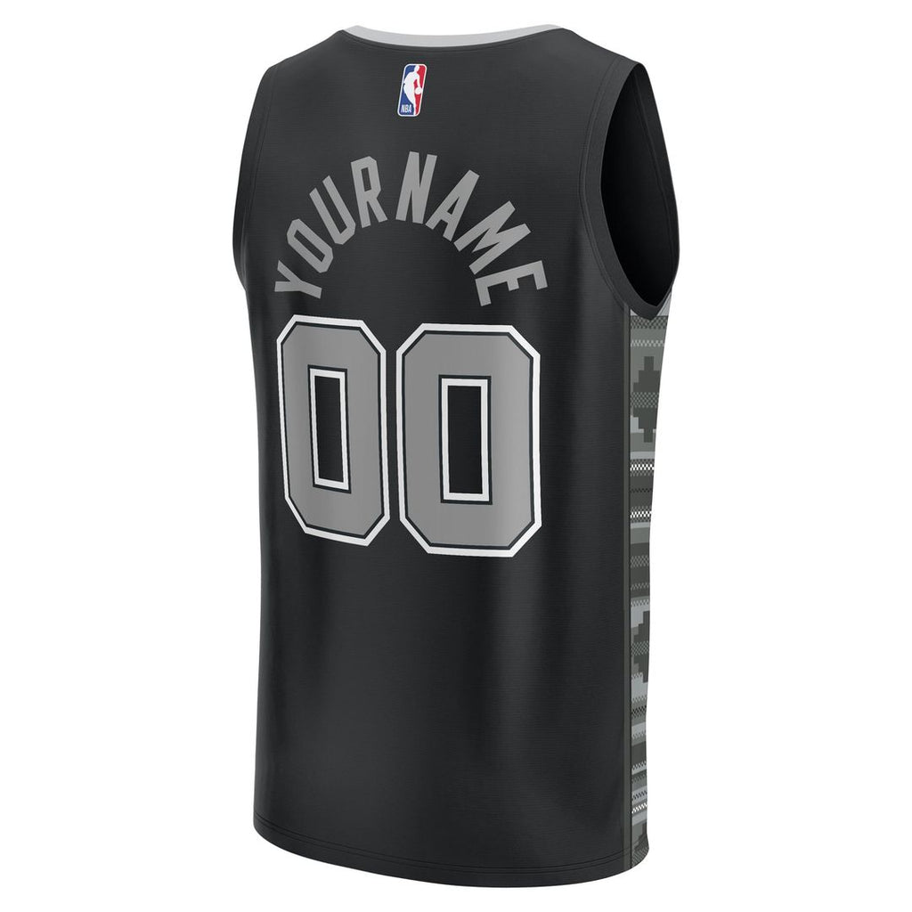 San Antonio Spurs Fanatics Fast Break Custom Replica Jersey - Black - Statement Edition | NBA Fan Gear