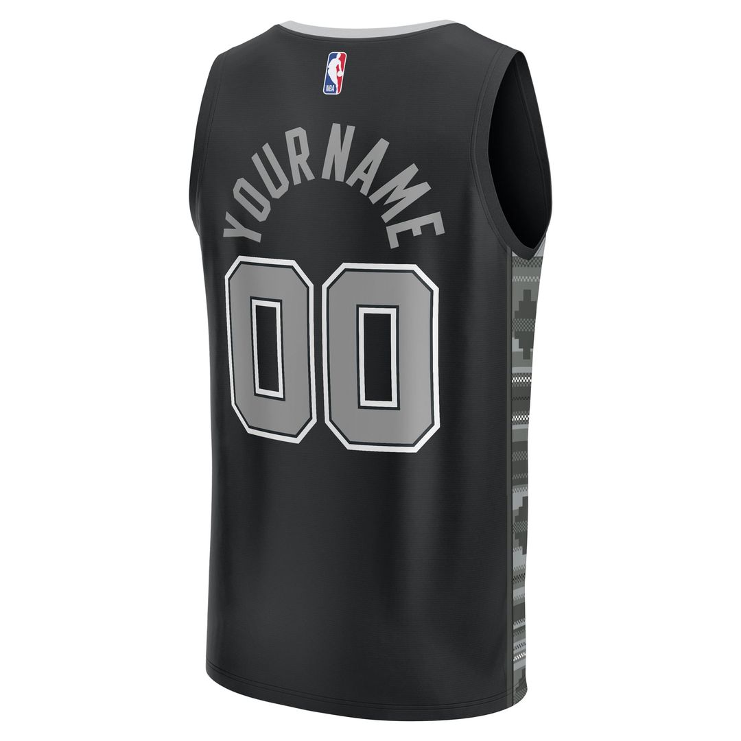 San Antonio Spurs Fanatics Fast Break Custom Replica Jersey - Black - Statement Edition | NBA Fan Gear