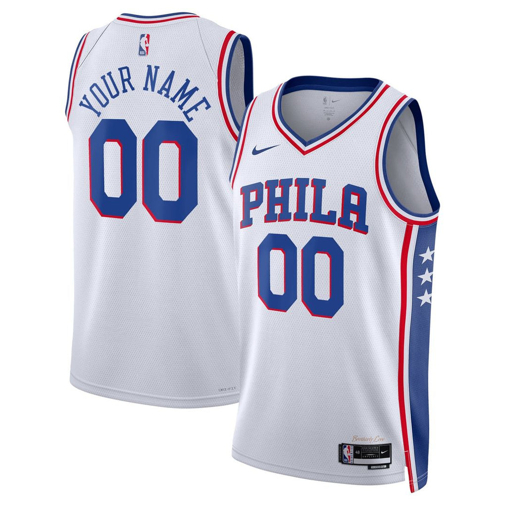 Philadelphia 76ers Nike Unisex 2022/ 23 Swingman Custom Jersey White - Association Edition | NBA Fan Gear