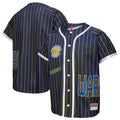 Golden State Warriors Mitchell & Ness x DANNIJO Women's Fashion Baseball Jersey - Blue | NBA Fan Gear