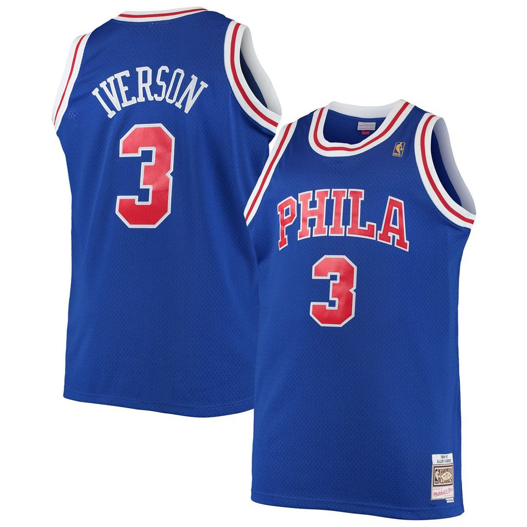 Allen Iverson Philadelphia 76ers Mitchell & Ness 1996/ 97 Big & Tall Hardwood Classics Swingman Jersey - Royal | NBA Fan Gear