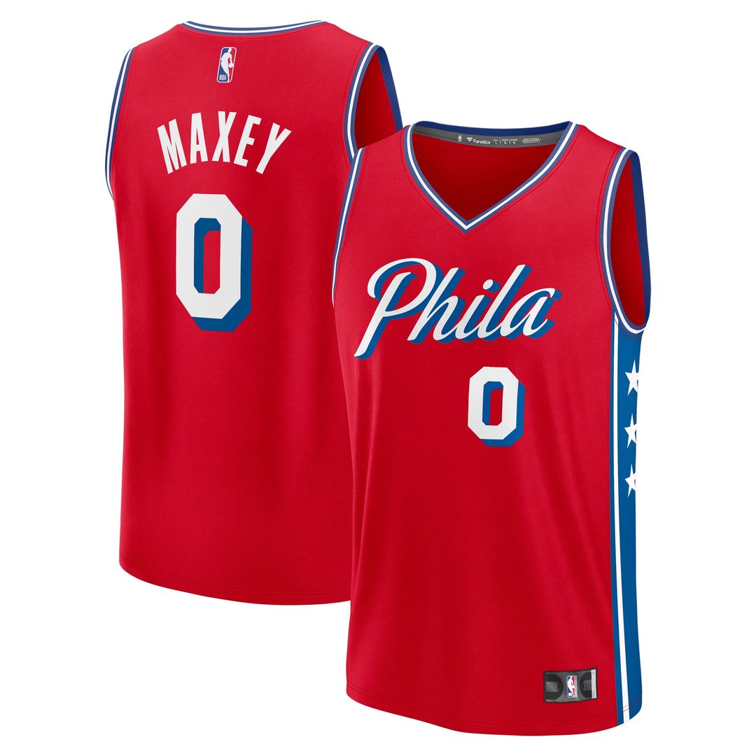 Tyrese Maxey Philadelphia 76ers Fanatics Fast Break Replica Player Jersey - Statement Edition - Red | NBA Fan Gear
