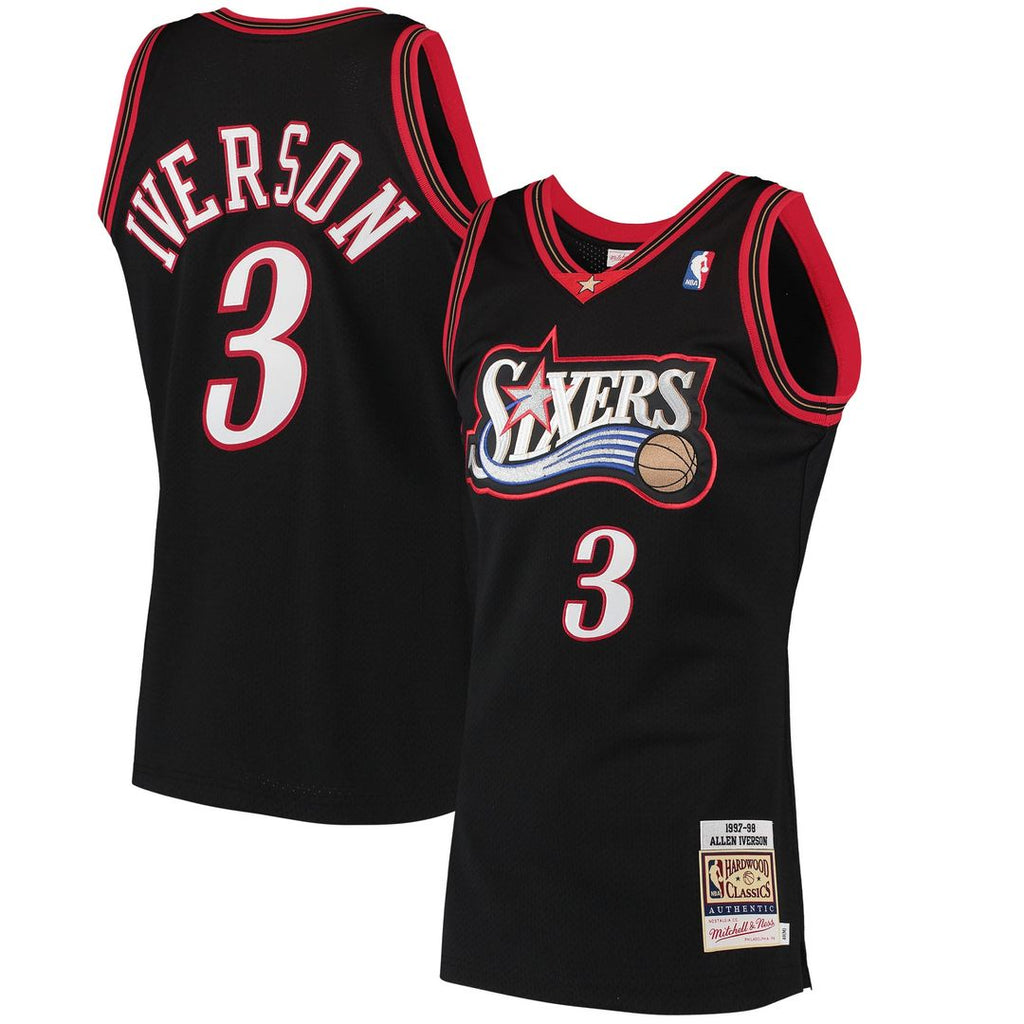 Allen Iverson Philadelphia 76ers Mitchell & Ness 1997/ 98 Hardwood Classics Authentic Jersey - Black | NBA Fan Gear