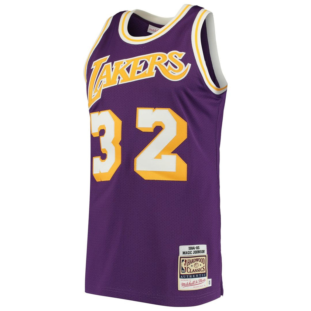 Magic Johnson Los Angeles Lakers Mitchell & Ness 1984/ 85 Hardwood Classics Authentic Jersey - Purple | NBA Fan Gear