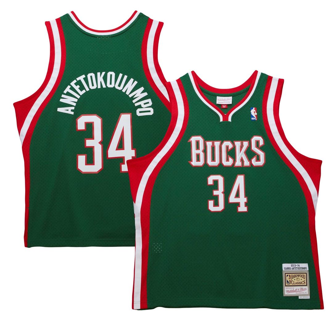 Giannis Antetokounmpo Milwaukee Bucks Mitchell & Ness 2013/ 14 Hardwood Classics Swingman Jersey - Hunter Green | NBA Fan Gear