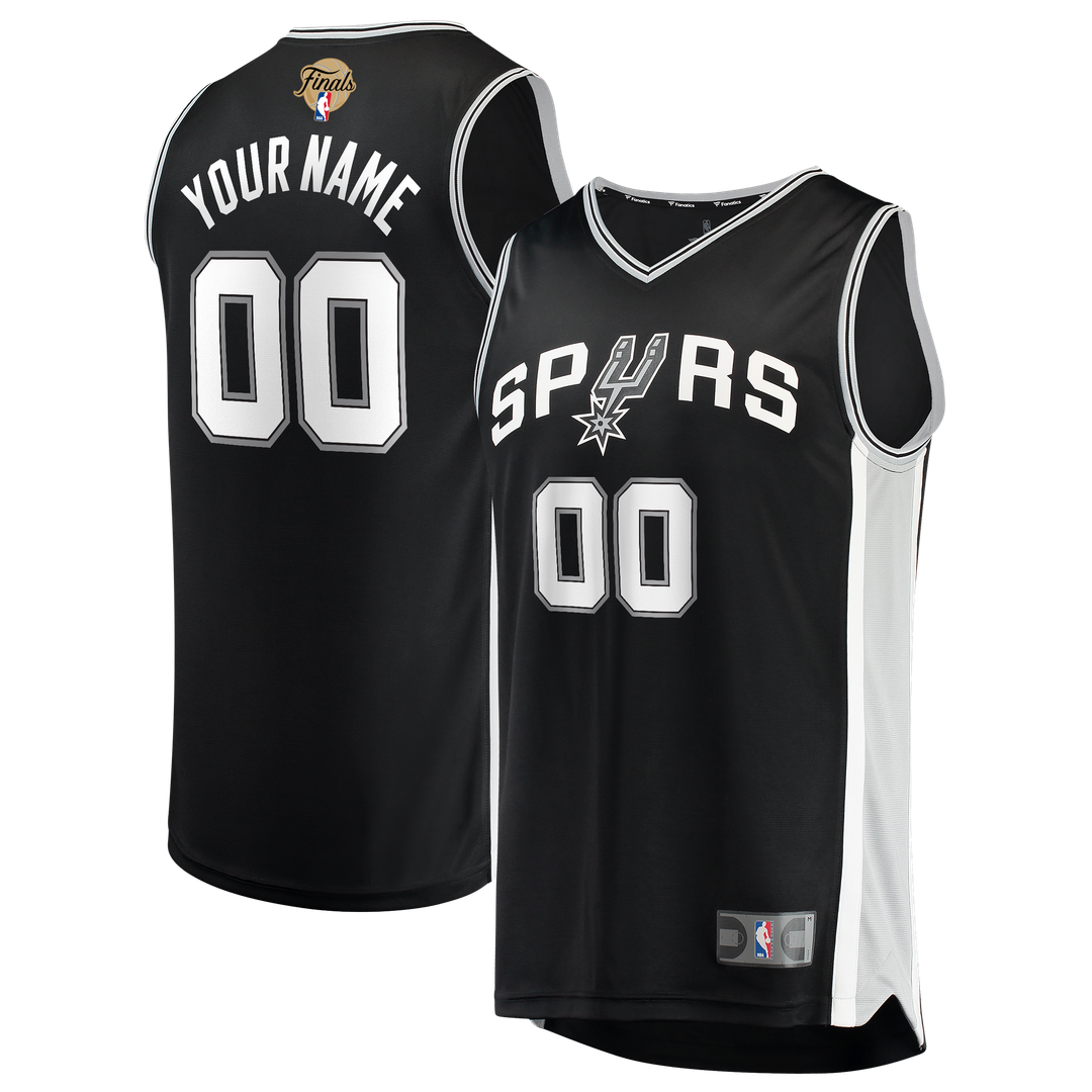 San Antonio Spurs Fanatics 2026 NBA Finals Patch Fast Break Custom Jersey - Black - Icon Edition | Fan Gear