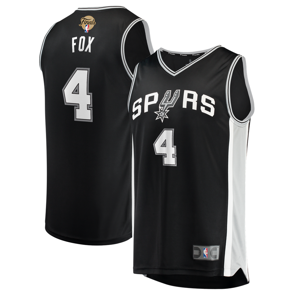 De'Aaron Fox San Antonio Spurs Fanatics 2026 NBA Finals Patch Fast Break Jersey - Icon Edition - Black | Fan Gear