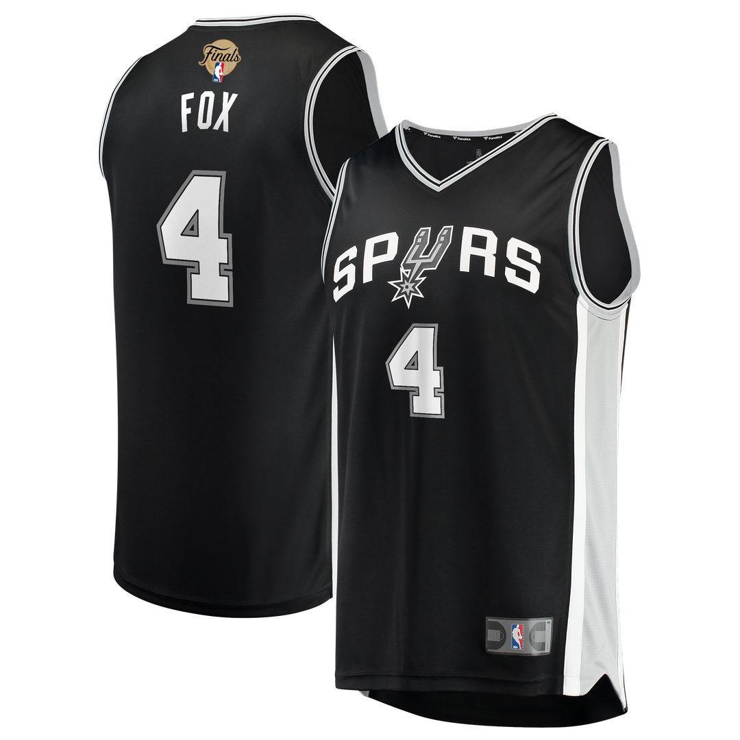 De'Aaron Fox San Antonio Spurs Fanatics 2026 NBA Finals Patch Fast Break Jersey - Icon Edition - Black | Fan Gear