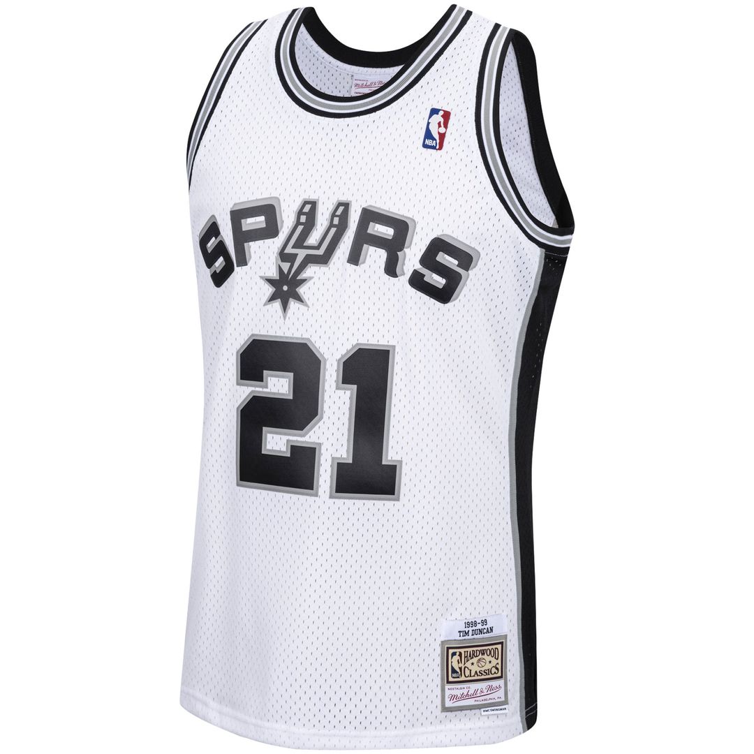 Tim Duncan San Antonio Spurs Mitchell & Ness 1998/ 99 Hardwood Classics Swingman Jersey - White | NBA Fan Gear