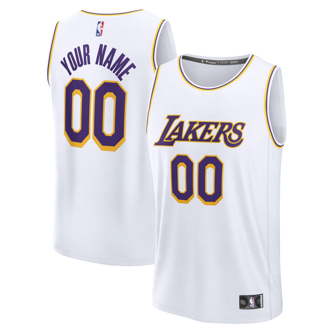 Los Angeles Lakers Fanatics Fast Break Custom Replica Jersey - Association Edition - White | NBA Fan Gear