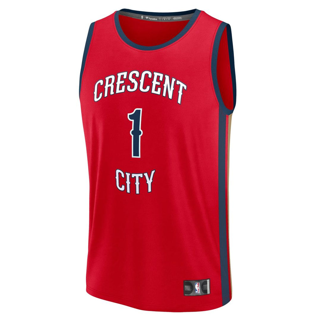 Zion Williamson New Orleans Pelicans Fanatics Fast Break Replica Player Jersey - Statement Edition - Red | NBA Fan Gear