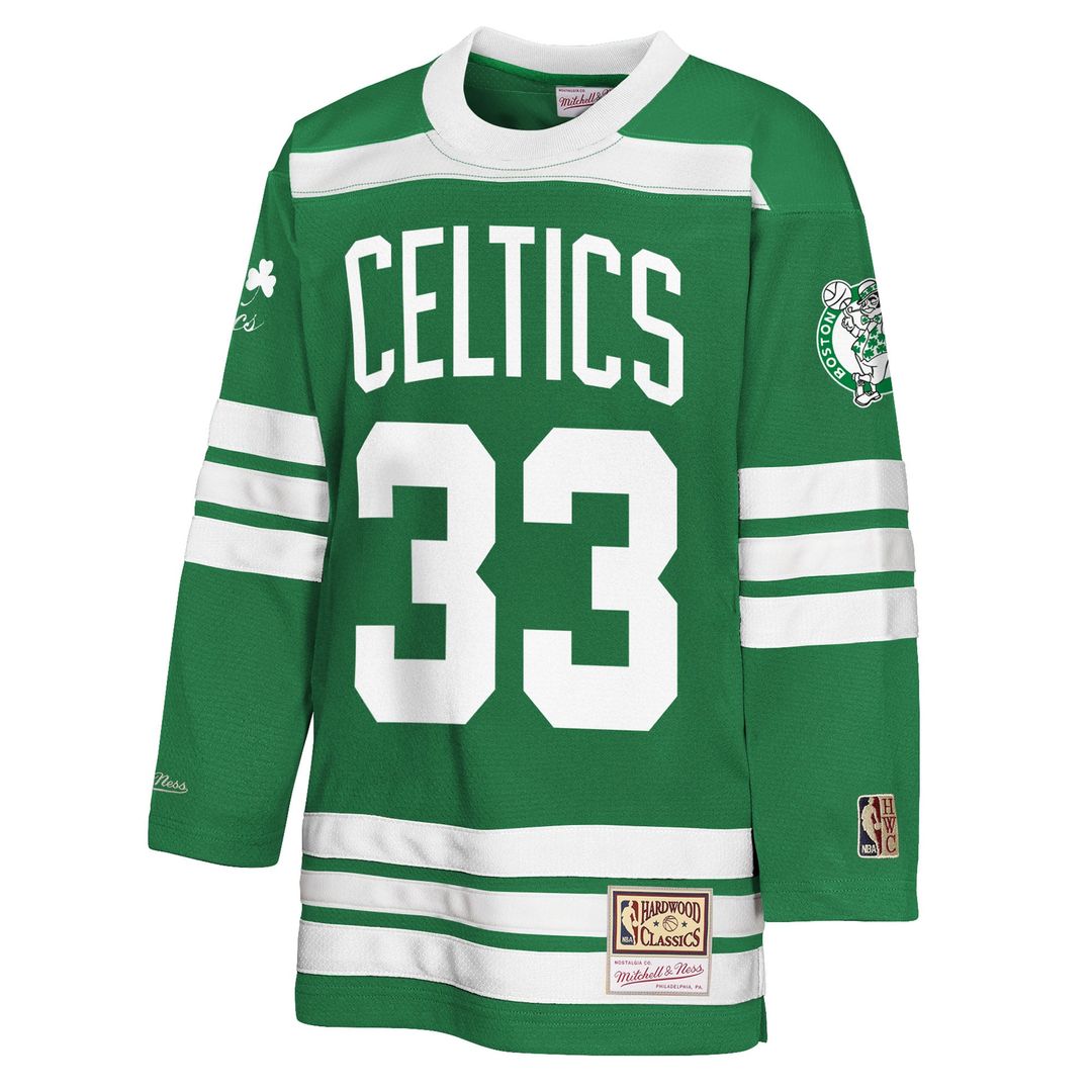 Larry Bird Boston Celtics Mitchell & Ness Youth Maxxed Out 2.0 Fashion Hockey Jersey - Kelly Green | NBA Fan Gear