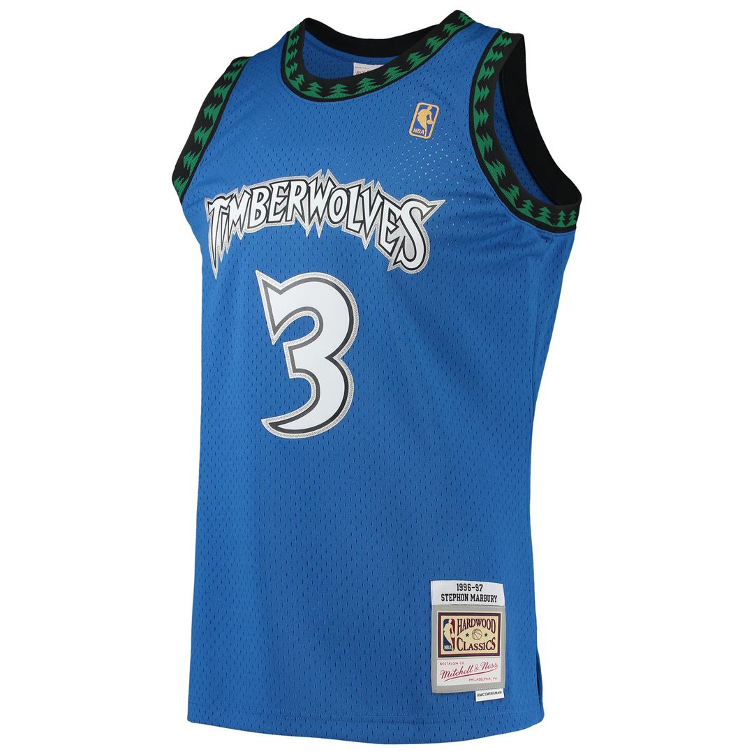 Stephon Marbury Minnesota Timberwolves Mitchell & Ness 1996/ 97 Hardwood Classics Swingman Jersey - Blue | NBA Fan Gear