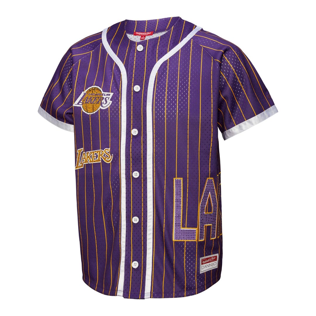 Los Angeles Lakers Mitchell & Ness x DANNIJO Women's Fashion Baseball Jersey - Purple | NBA Fan Gear