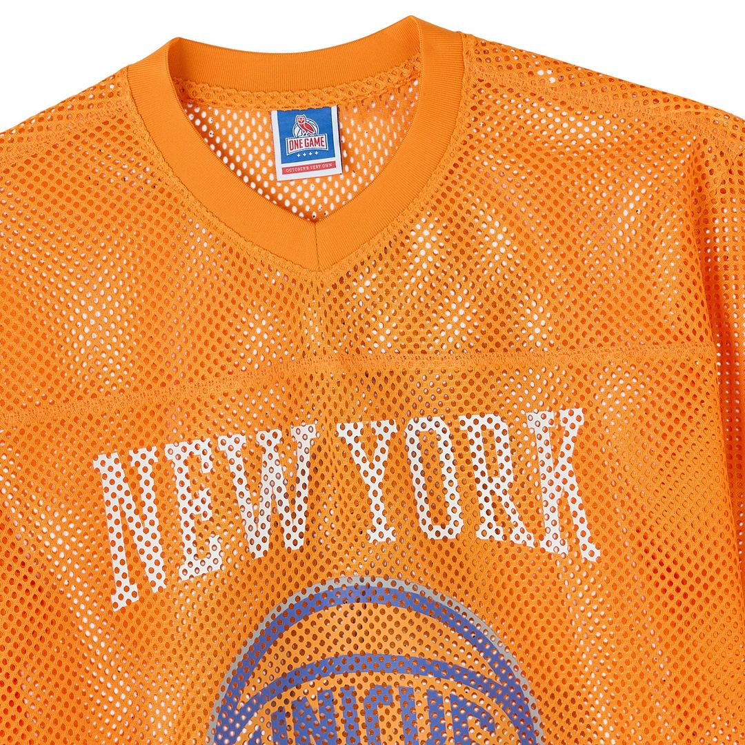 New York Knicks OVO x NBA Mesh Football Fashion Jersey - Orange | October's Very Own Fan Gear