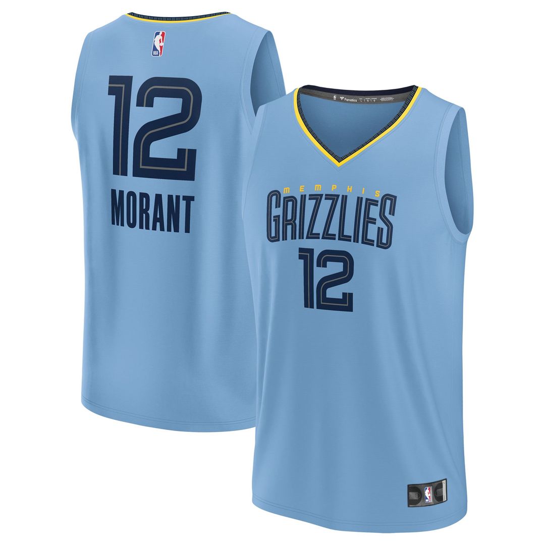 Ja Morant Memphis Grizzlies Fanatics Fast Break Replica Player Jersey - Statement Edition - Light Blue | NBA Fan Gear