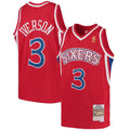Allen Iverson Philadelphia 76ers Mitchell & Ness Youth 1996/ 97 Hardwood Classics Swingman Throwback Jersey - Red | NBA Fan Gear