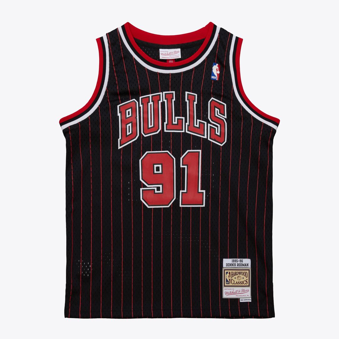 Dennis Rodman Chicago Bulls Youth 1995/ 96 Swingman Jersey - Black | Mitchell & Ness NBA Fan Gear
