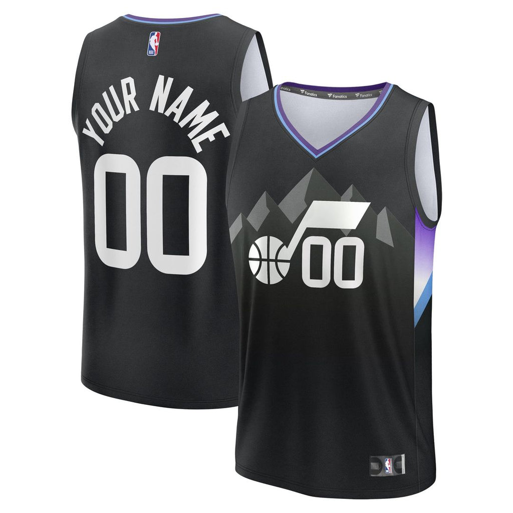 Utah Jazz Fanatics Youth Fast Break Custom Replica Jersey - Black - Statement Edition | NBA Fan Gear