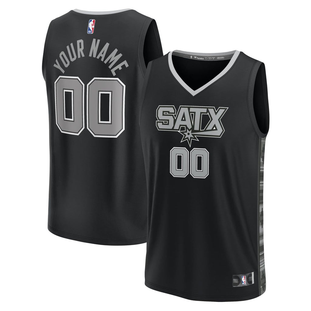 San Antonio Spurs Fanatics Youth Fast Break Replica Custom Jersey - Statement Edition - Black | NBA Fan Gear
