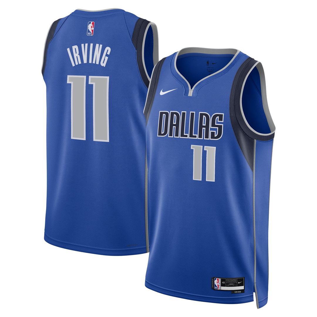 Kyrie Irving Dallas Mavericks Nike Unisex Badge Swingman Replica Jersey - Icon Edition - Blue | NBA Fan Gear