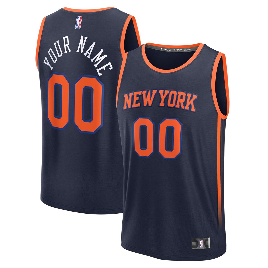 New York Knicks Fanatics Fast Break Custom Jersey - Statement Edition - Navy | NBA Fan Gear