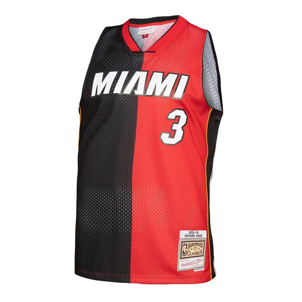 Dwyane Wade Miami Heat Mitchell & Ness Big & Tall Hardwood Classics 2005/ 06 Split Swingman Jersey - Black/ Red | NBA Fan Gear