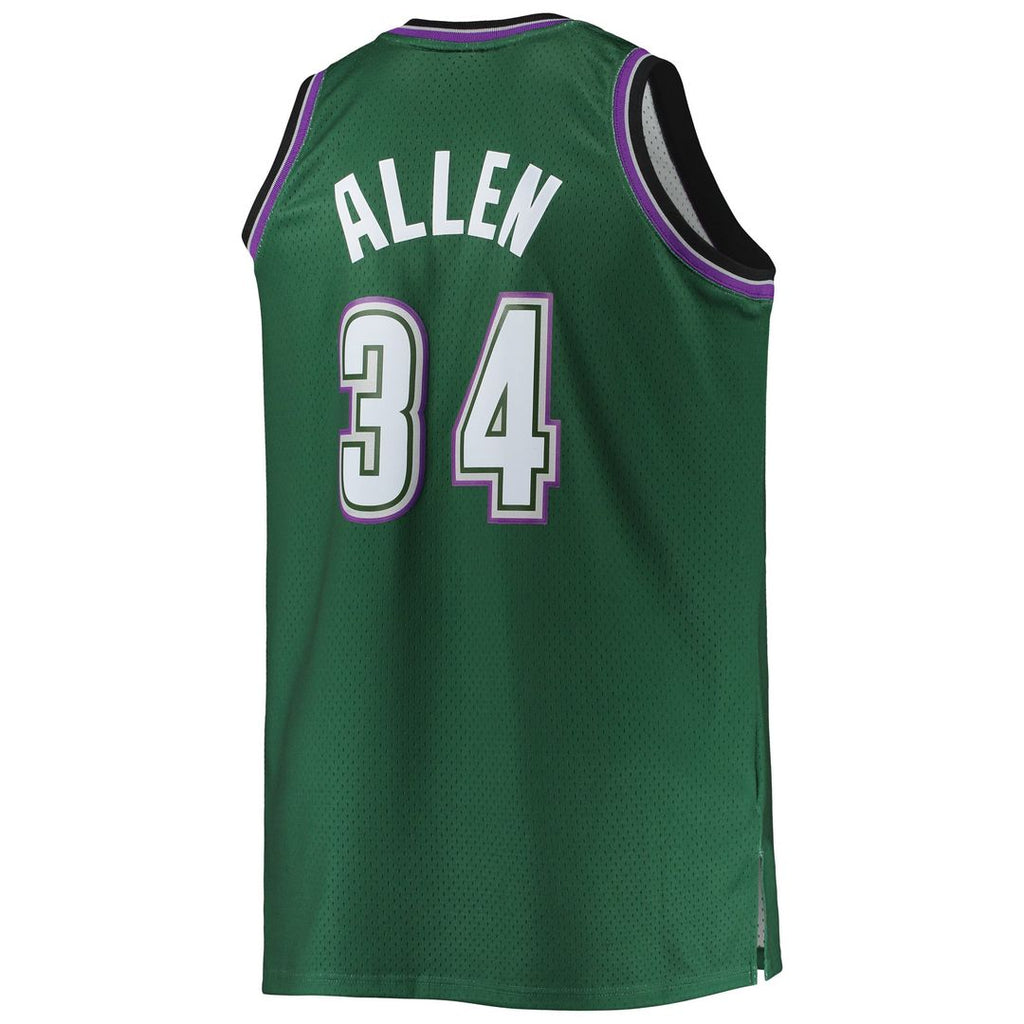 Ray Allen Milwaukee Bucks Mitchell & Ness Big & Tall 1996/ 97 Hardwood Classics Swingman Jersey - Hunter Green | NBA Fan Gear