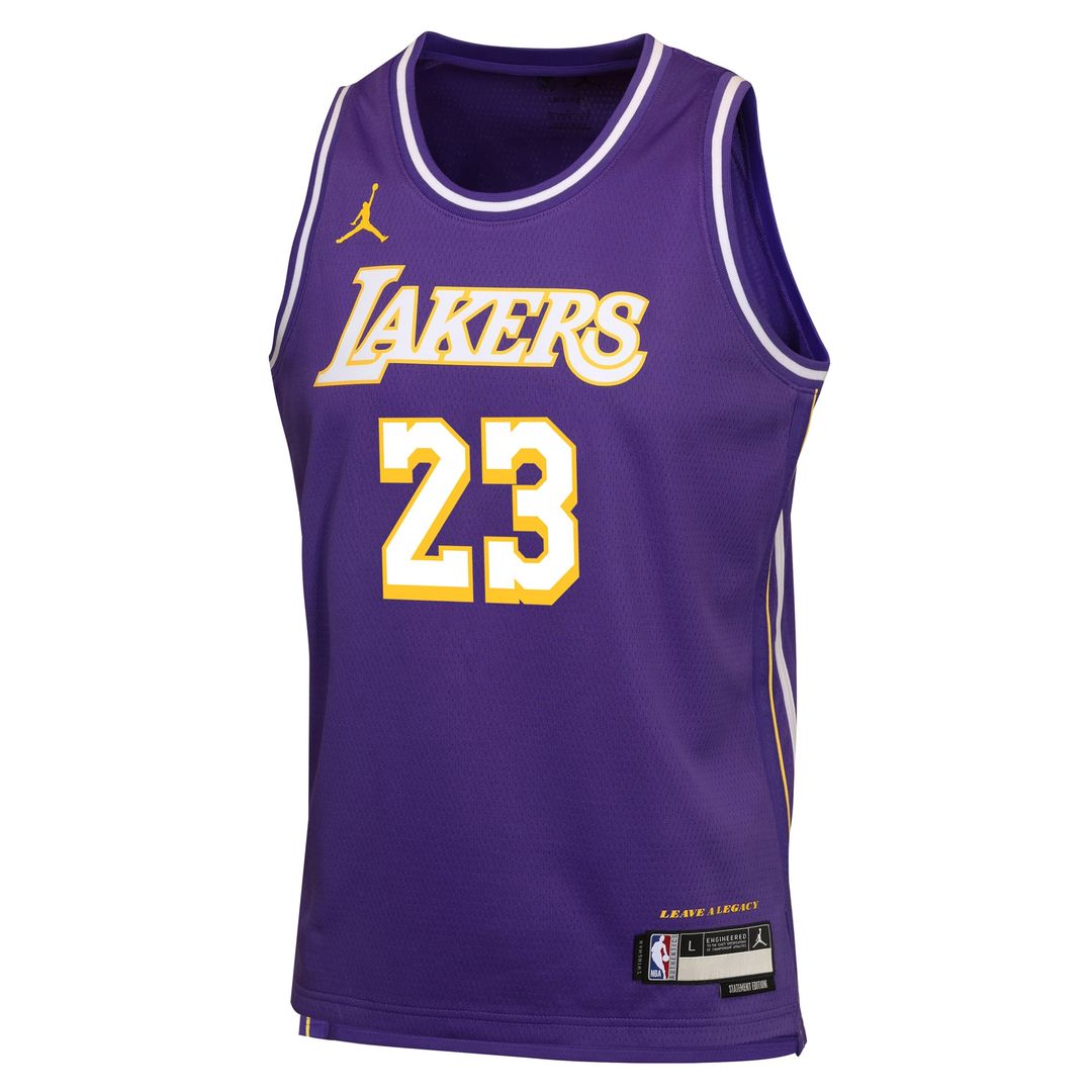 LeBron James Los Angeles Lakers Jordan Brand Youth Swingman Jersey - Statement Edition - Purple | NBA Fan Gear