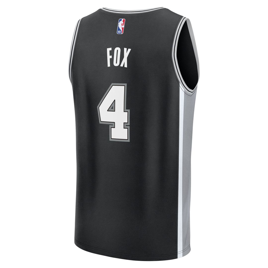 De'Aaron Fox San Antonio Spurs Fanatics Fast Break Replica Player Jersey - Icon Edition - Black | NBA Fan Gear