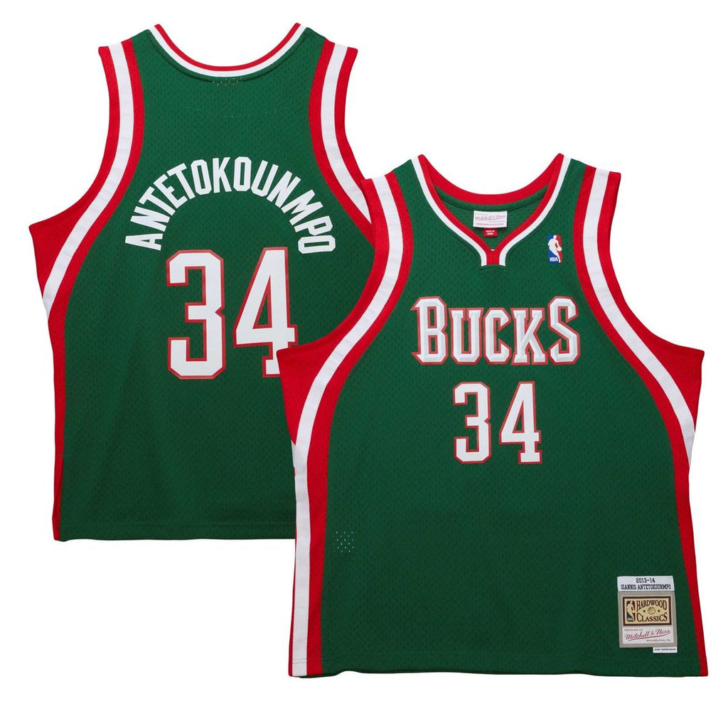 Giannis Antetokounmpo Milwaukee Bucks Mitchell & Ness 2013/ 14 Hardwood Classics Swingman Jersey - Hunter Green | NBA Fan Gear