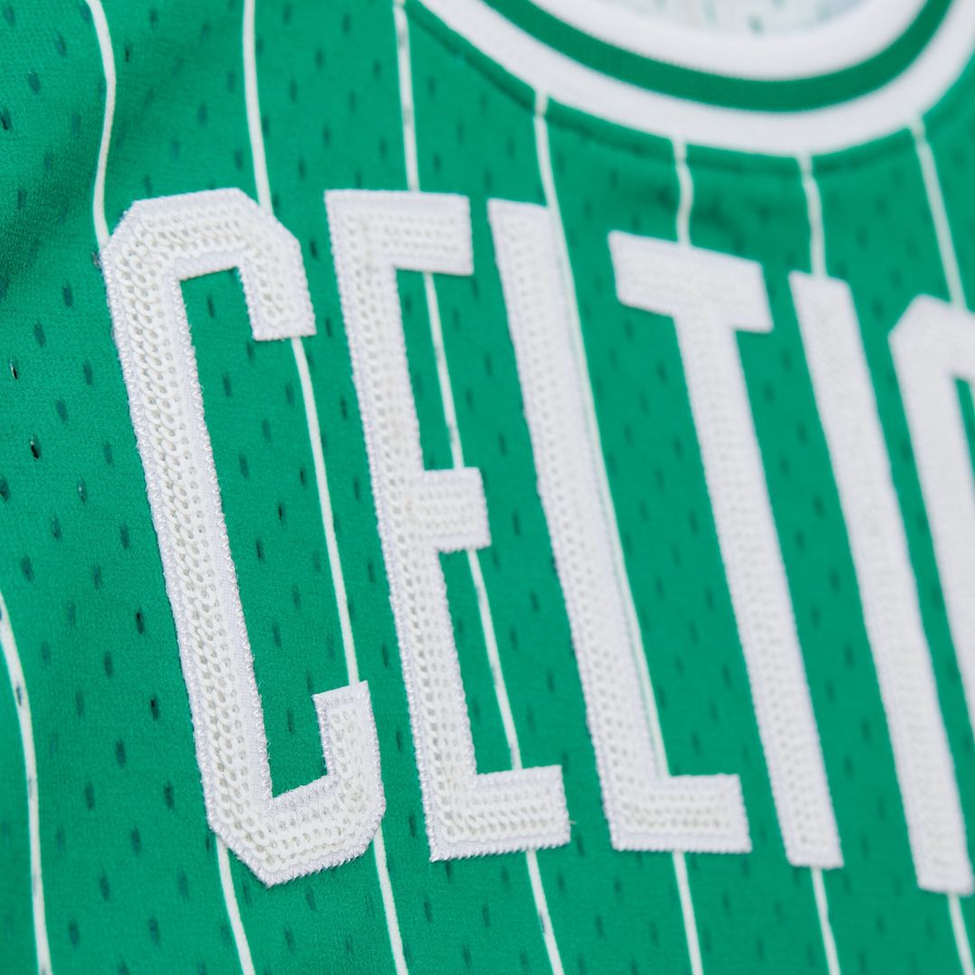Larry Bird Boston Celtics Mitchell & Ness x DANNIJO Women's Fashion Cropped Basketball Jersey - Kelly Green | NBA Fan Gear