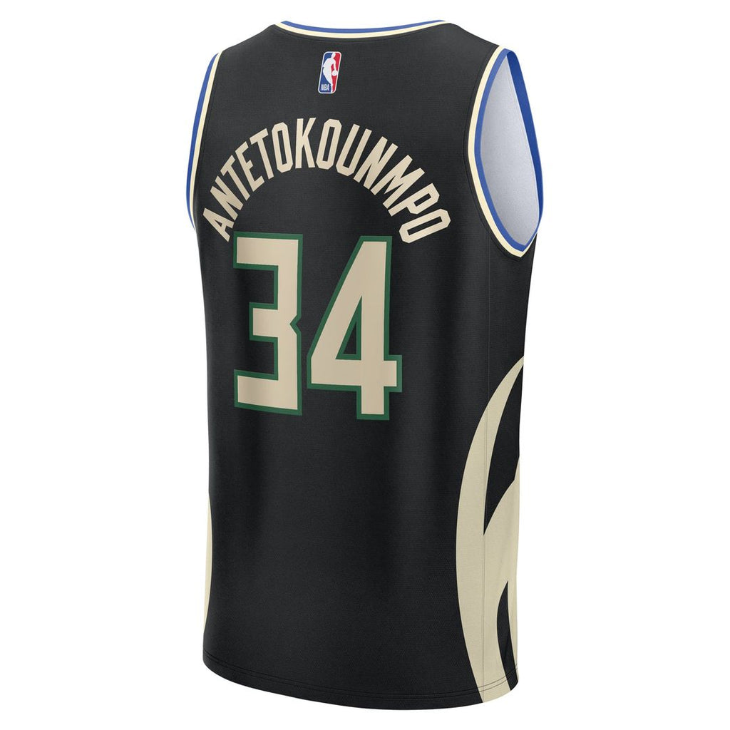 Giannis Antetokounmpo Milwaukee Bucks Fanatics Fast Break Replica Player Jersey - Statement Edition - Black | NBA Fan Gear