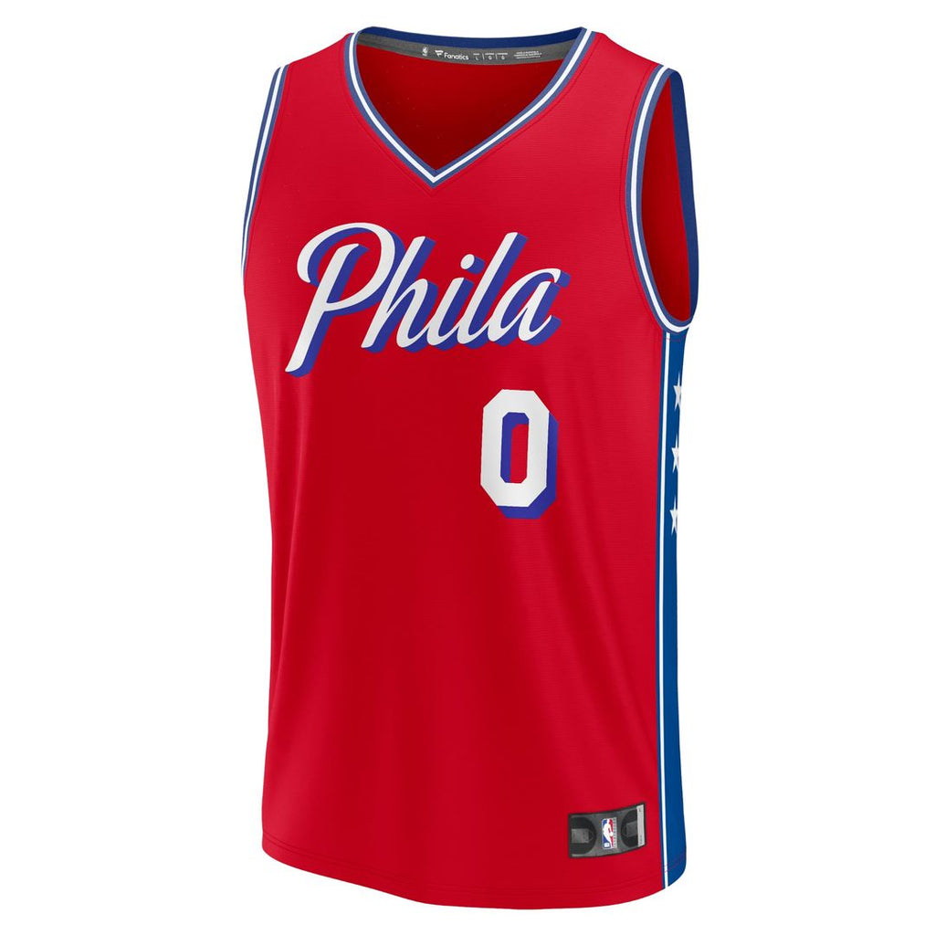 Tyrese Maxey Philadelphia 76ers Fanatics Fast Break Replica Player Jersey - Statement Edition - Red | NBA Fan Gear