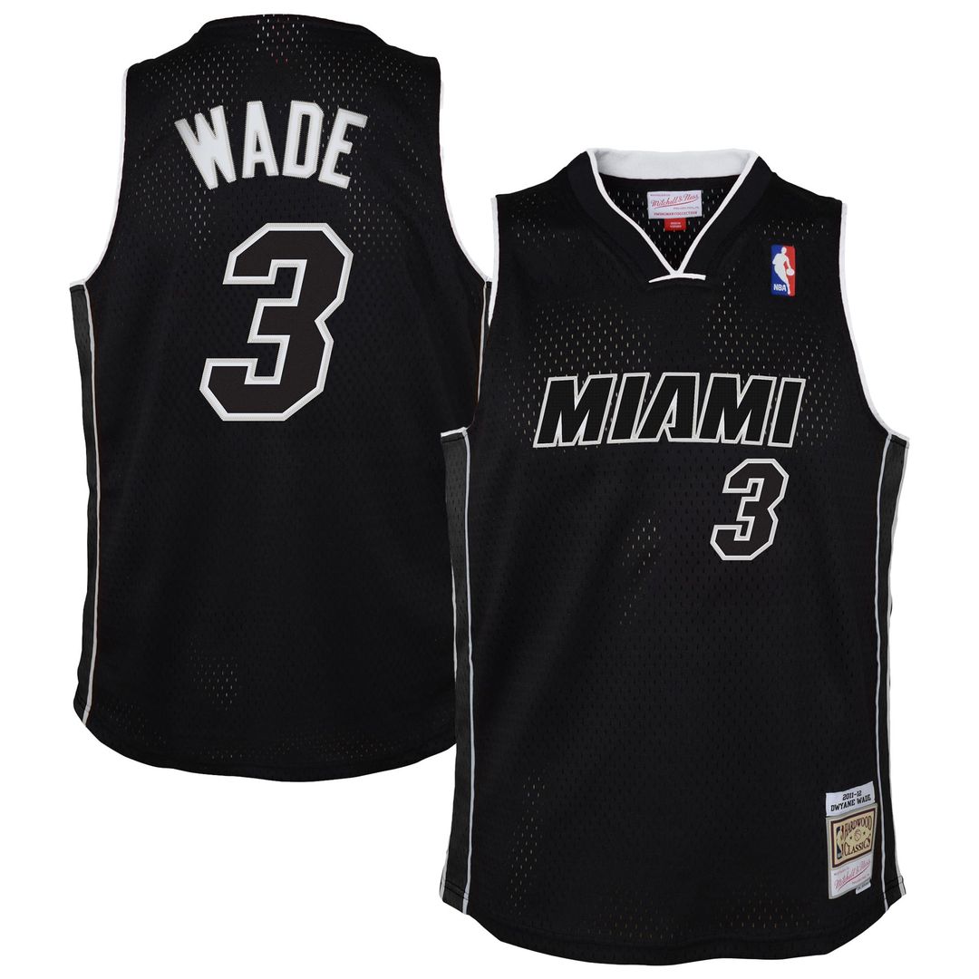Dwyane Wade Miami Heat Mitchell & Ness Youth 2011/ 12 Hardwood Classics Swingman Alternate Jersey - Black | NBA Fan Gear